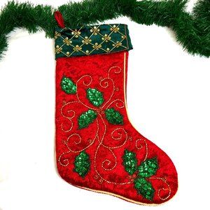 Christmas Stocking Sequin & Beaded